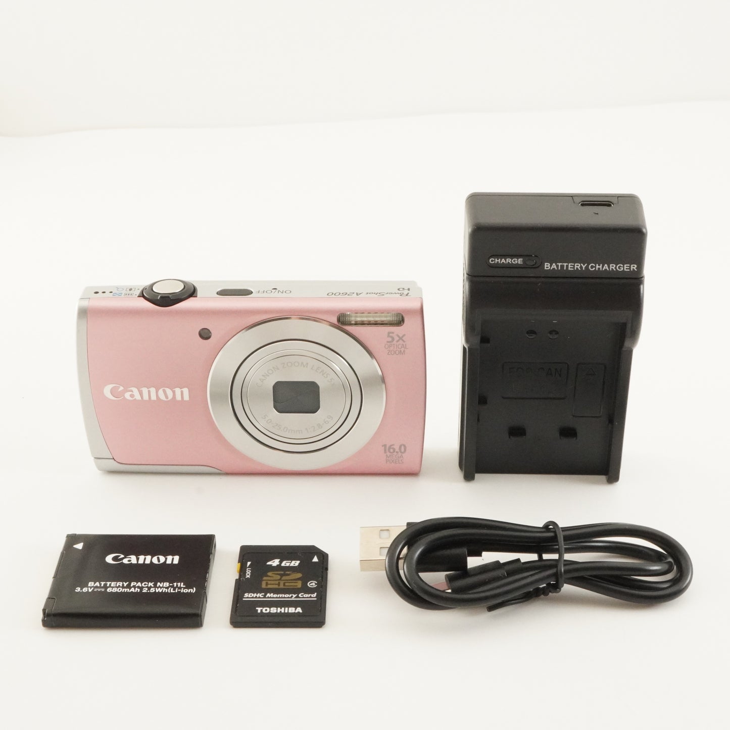 Canon PowerShot A2600 Pink & 4GB SDHC Card Digital Camera from Japan #12480