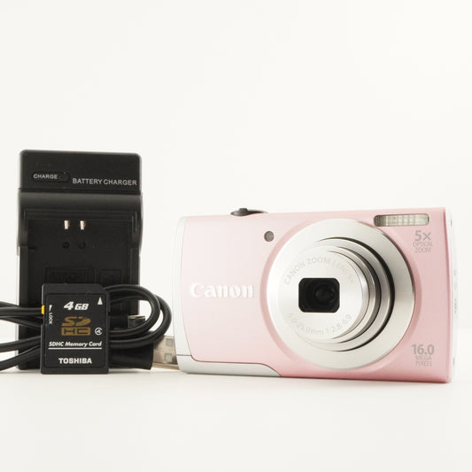 Canon PowerShot A2600 Pink & 4GB SDHC Card Digital Camera from Japan #12480