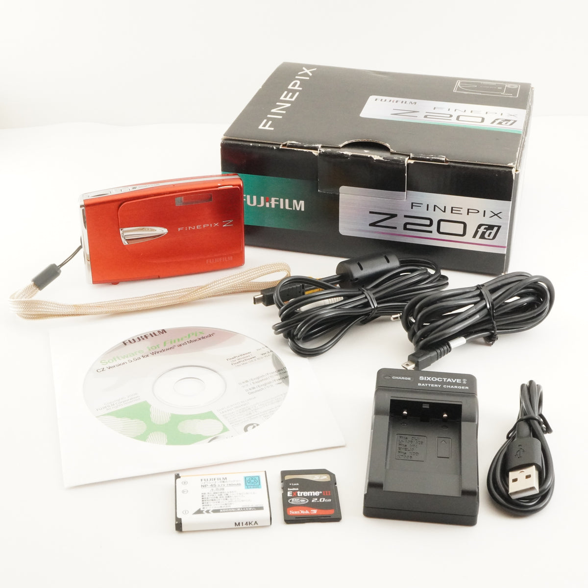 FUJIFILM FINEPIX Z20fd Red In Box + 2GB SDCard Digital Camera from Japan #12730