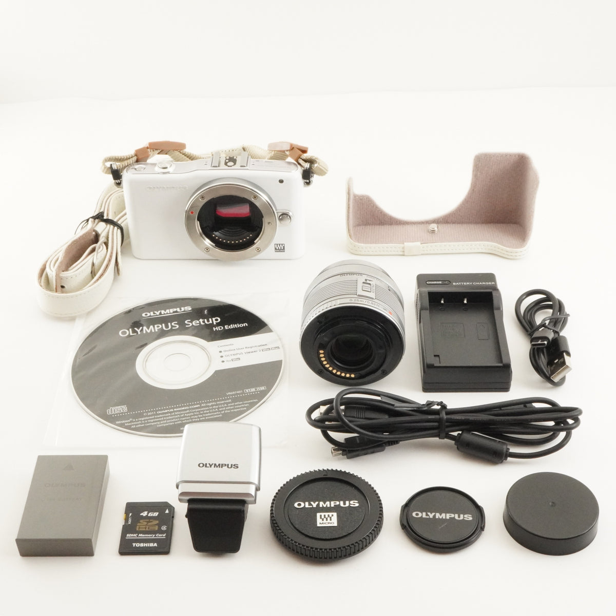 1,897 Shots/ OLYMPUS PEN Mini E-PM1 White 14-42mm +4 GB SDCard from Japan #12749