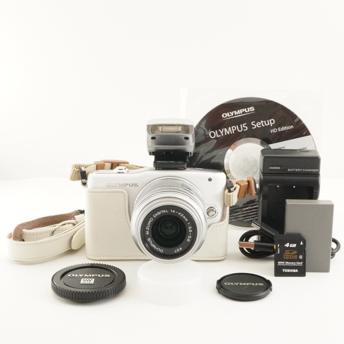 1,897 Shots/ OLYMPUS PEN Mini E-PM1 White 14-42mm +4 GB SDCard from Japan #12749