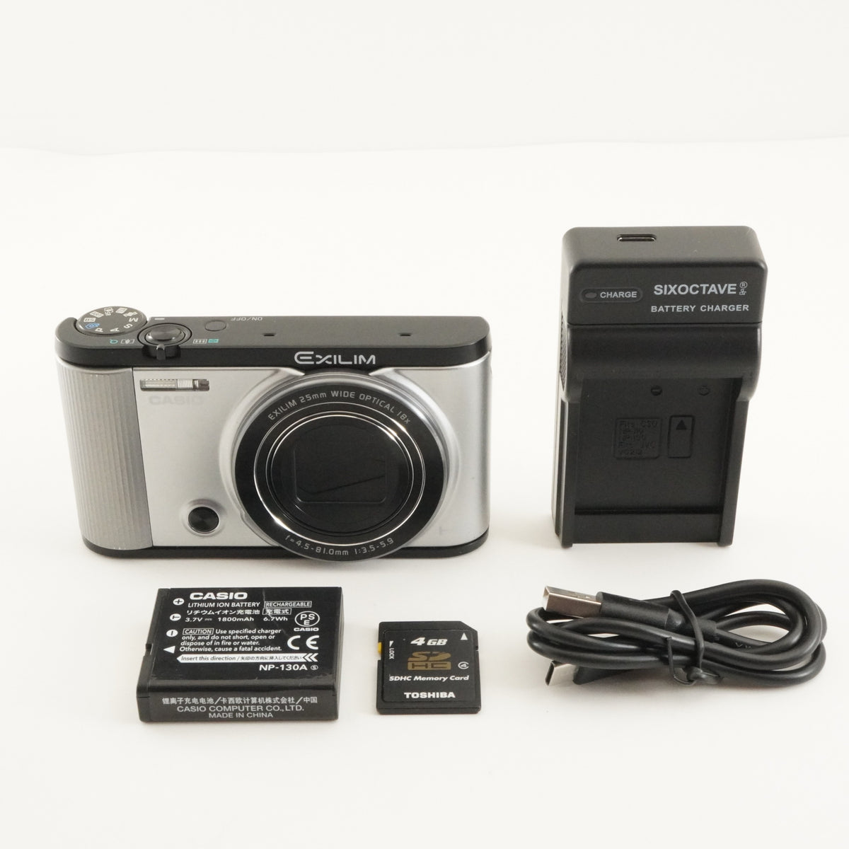 CASIO EXILIM EX-ZR1600 Silver + 4GB SDHC Card Digital Camera from Japan #13110