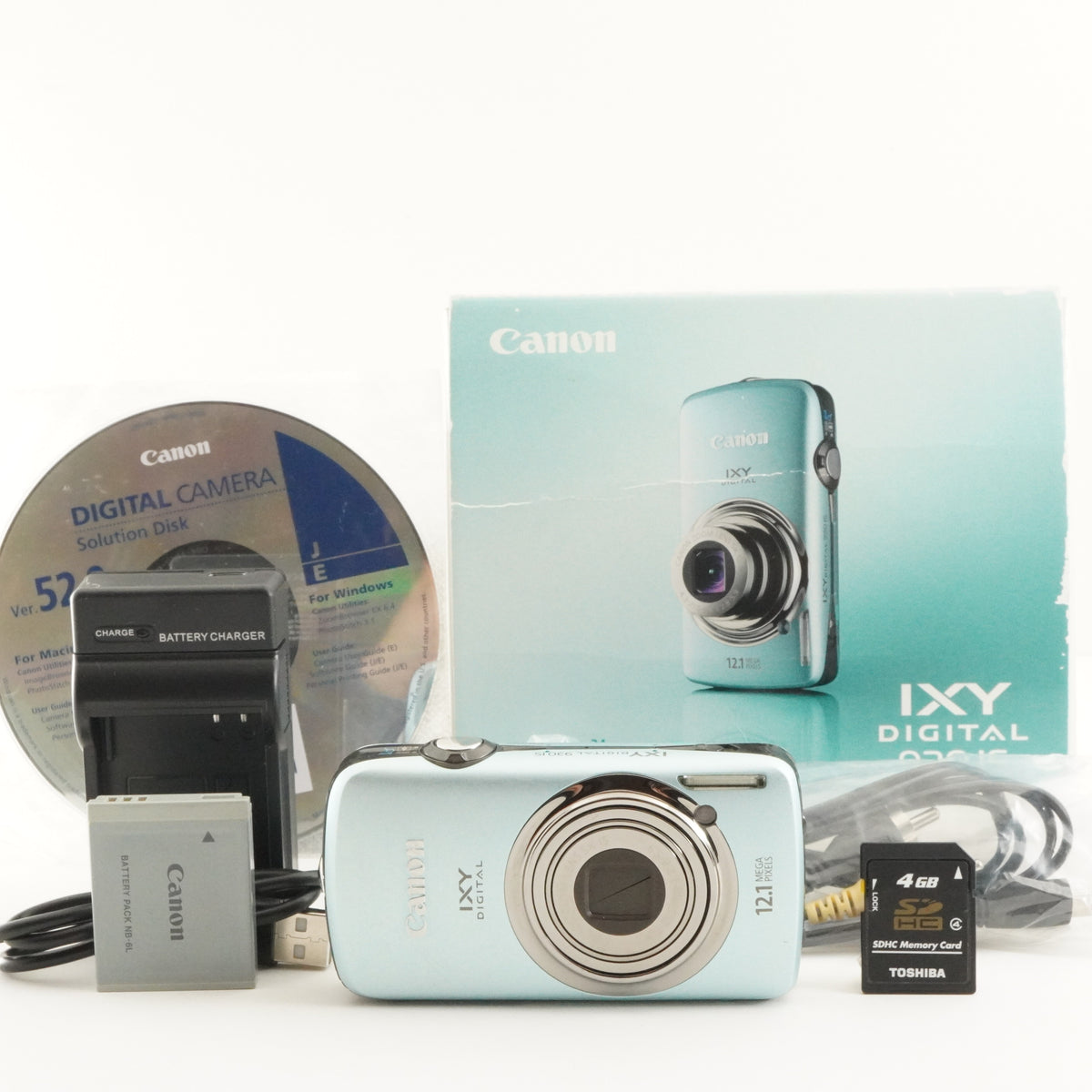 Canon IXY DIGITAL 930 IS Blue In Box + 4GB SDHC Card from Japan #13111