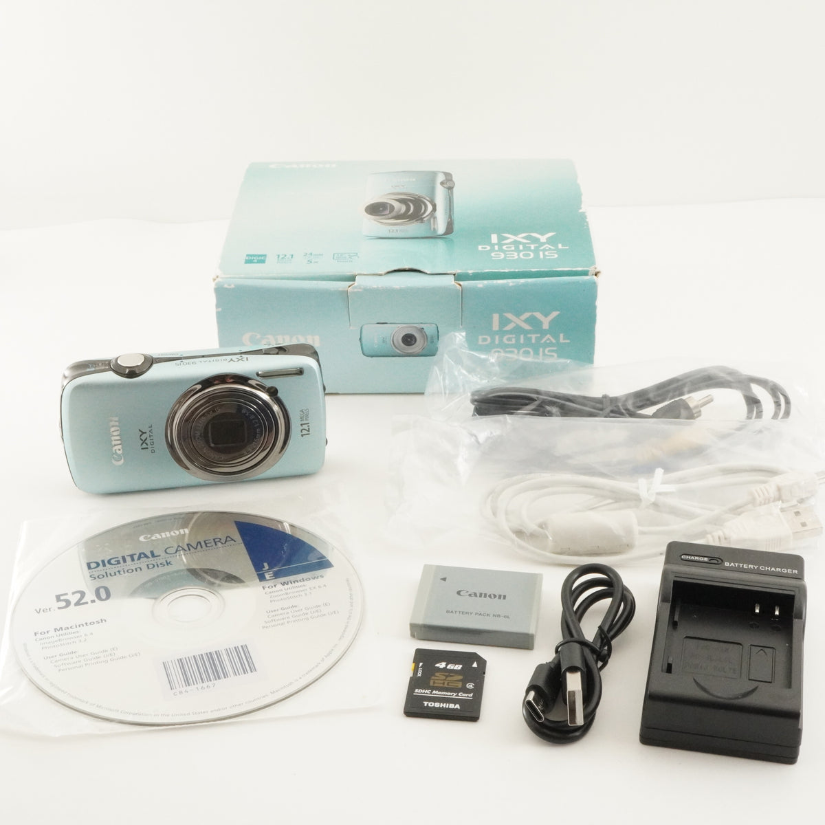 Canon IXY DIGITAL 930 IS Blue In Box + 4GB SDHC Card from Japan #13111