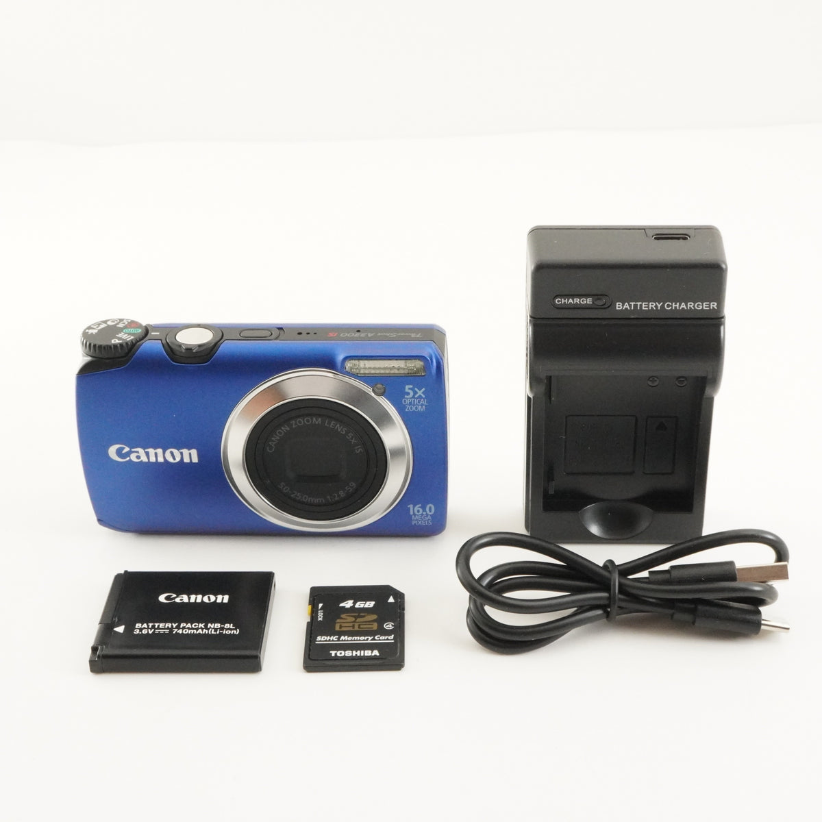 Canon PowerShot A3300 IS Blue + 4GB SDHC Card Digital Camera from Japan #13154