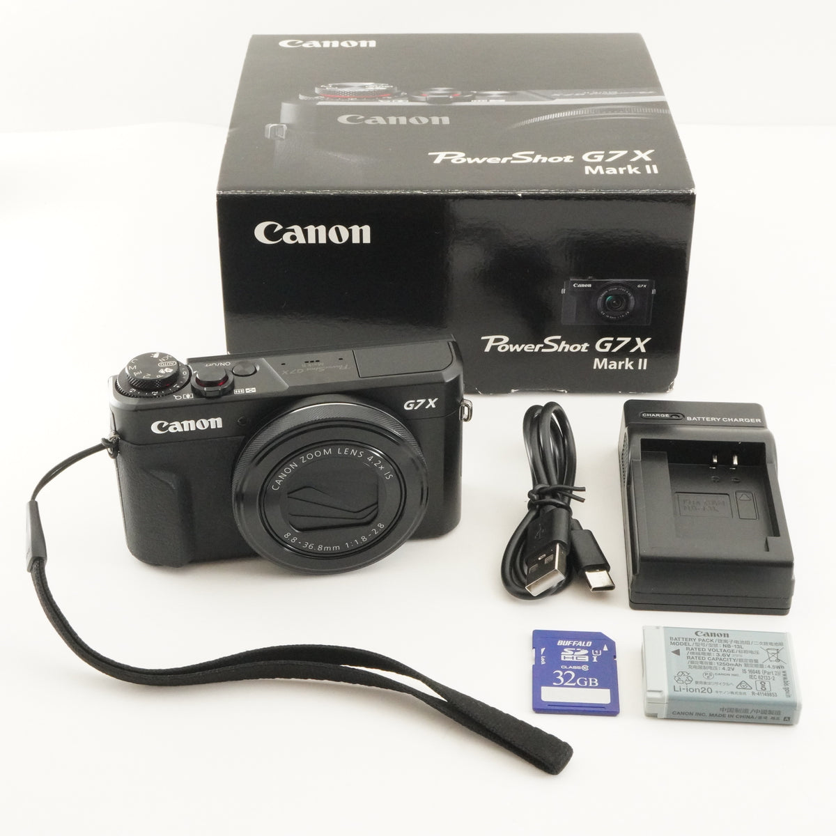MINT In Box Canon PowerShot G7X Mark II Black + 32GB SDHC Card from Japan #13155
