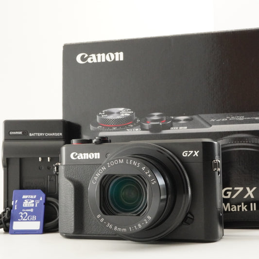 MINT In Box Canon PowerShot G7X Mark II Black + 32GB SDHC Card from Japan #13155