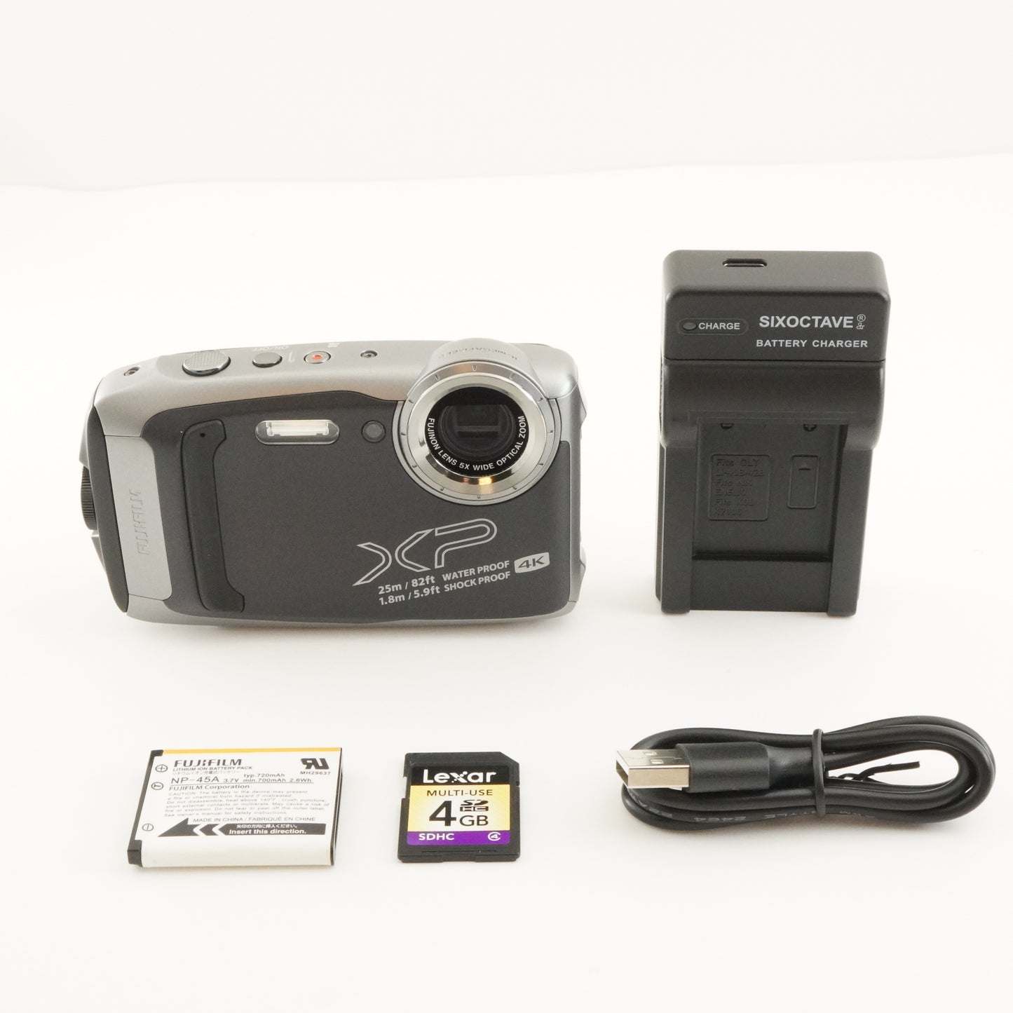 FUJIFILM FinePix XP140 Dark Silver + 4GB SDHC Card from Japan #6883
