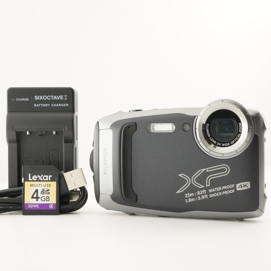 FUJIFILM FinePix XP140 Dark Silver + 4GB SDHC Card from Japan #6883