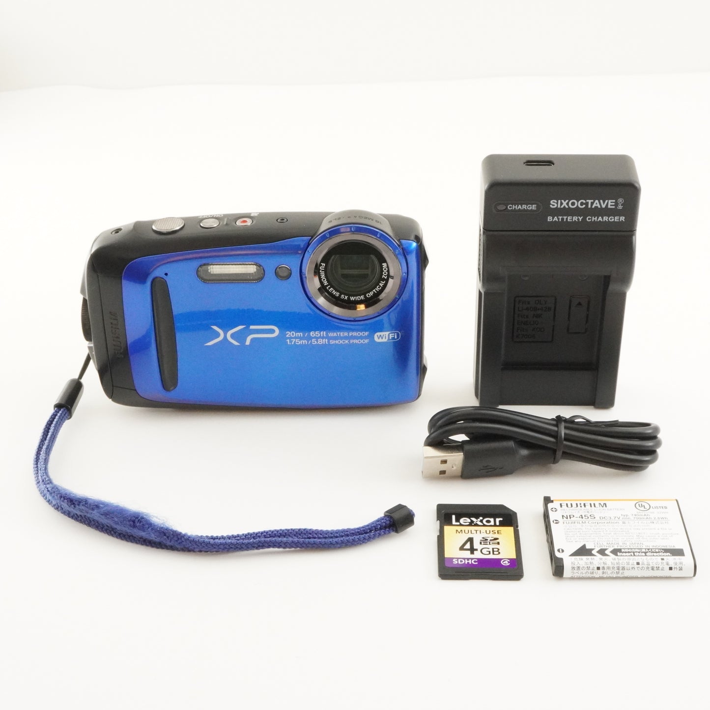 FUJIFILM FinePix XP120 Blue + 4GB SDHC Card Digital Camera from Japan #7176