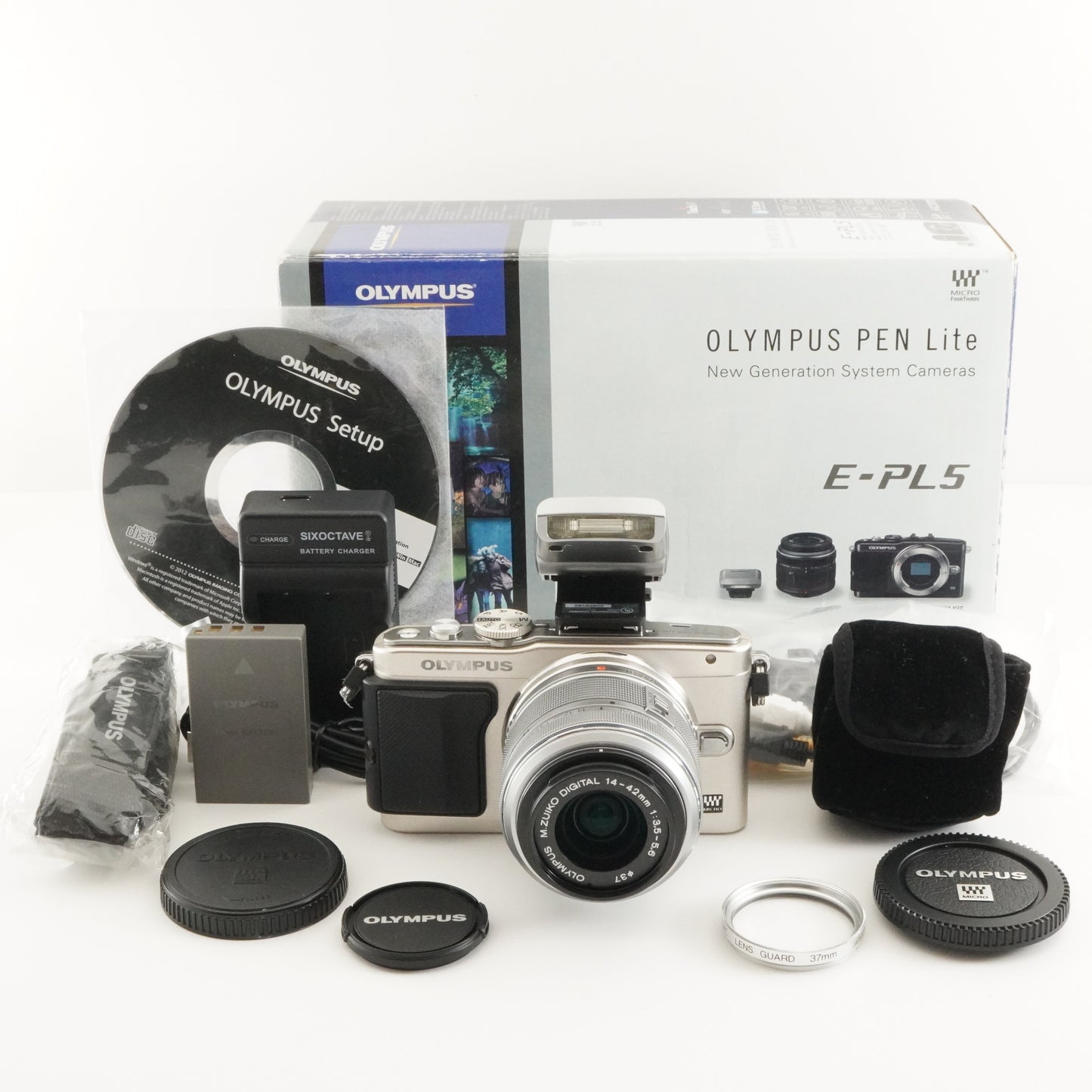 [4,466 Shots] OLYMPUS PEN Lite E-PL5 Silver + 14-42mm In Box from Japan #7234