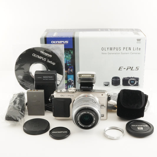 [4,466 Shots] OLYMPUS PEN Lite E-PL5 Silver + 14-42mm In Box from Japan #7234