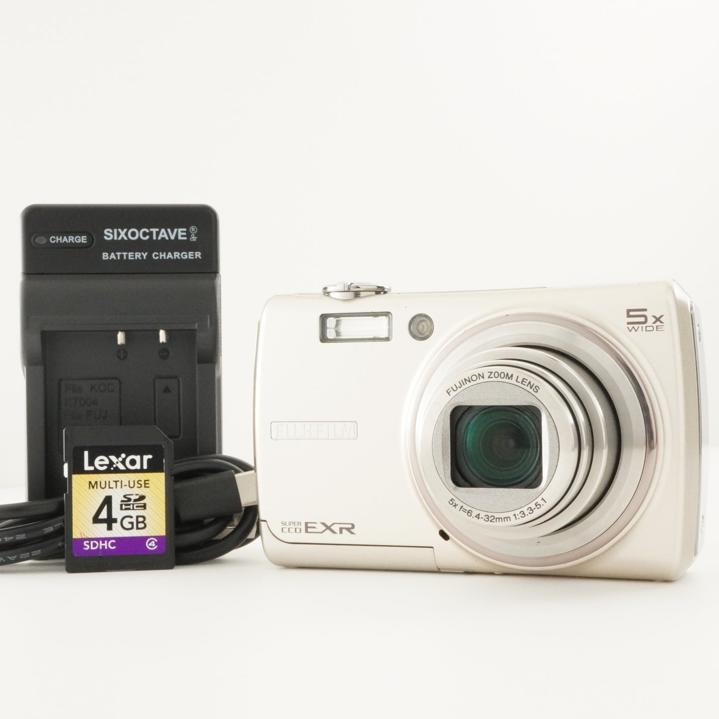 FUJIFILM FinePix F200EXR Silver + 4GB SDHC Card from Japan #7305