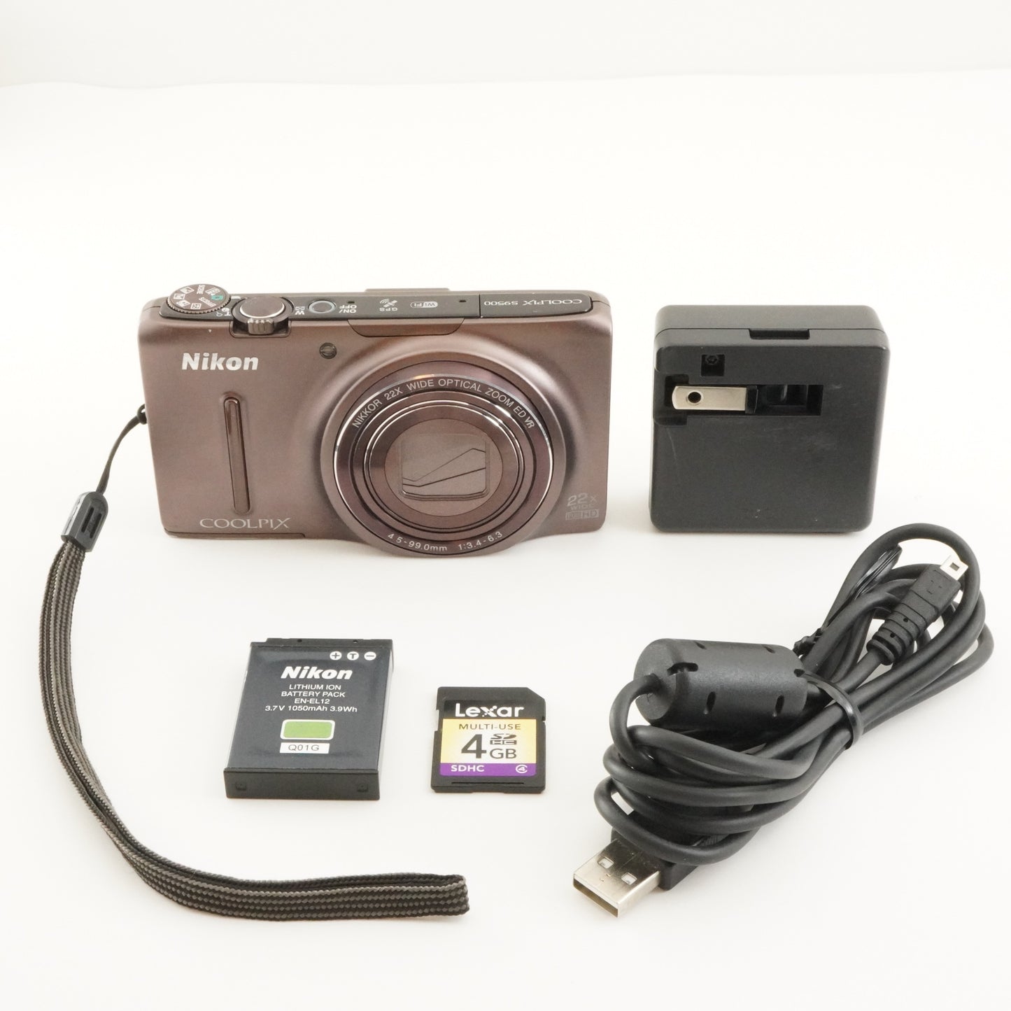 Nikon COOLPIX S9500 Brown With 4GB SDHC Card Digital Camera from Japan #7391