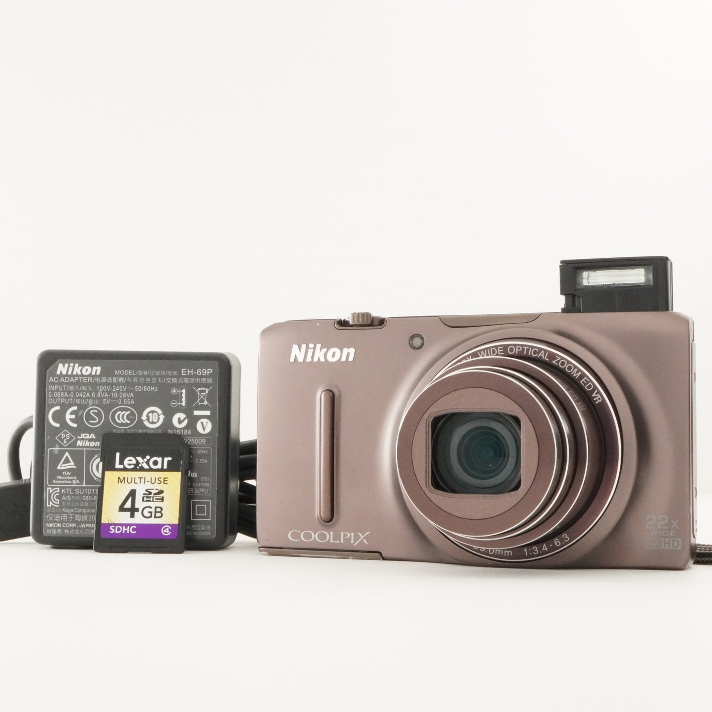 Nikon COOLPIX S9500 Brown With 4GB SDHC Card Digital Camera from Japan #7391