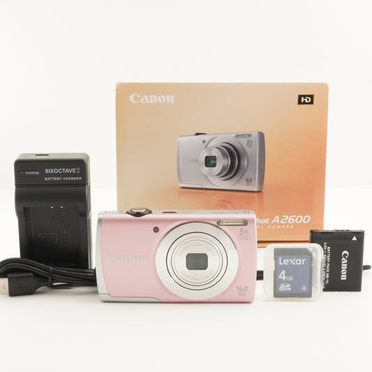Canon PowerShot A2600 Pink In Box + 4GB SDHC Card Digital Camera from Japan #7739