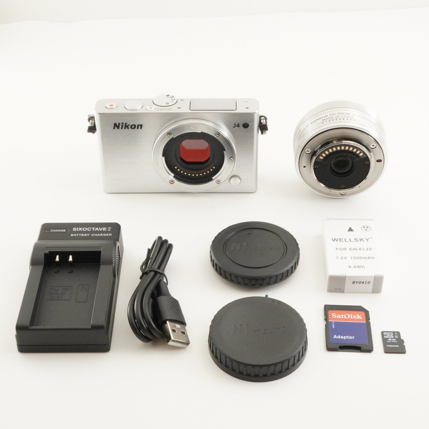 [3,599 Shots] Nikon 1 J4 Silver + 1 NIKKOR 10-30mm +4GB microSD from Japan #7756