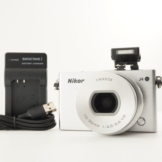 [3,599 Shots] Nikon 1 J4 Silver + 1 NIKKOR 10-30mm +4GB microSD from Japan #7756
