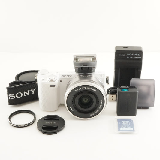[7,014 Shots] SONY alpha NEX-5R White + E PZ 16-50mm + 32GB SD from Japan #7821