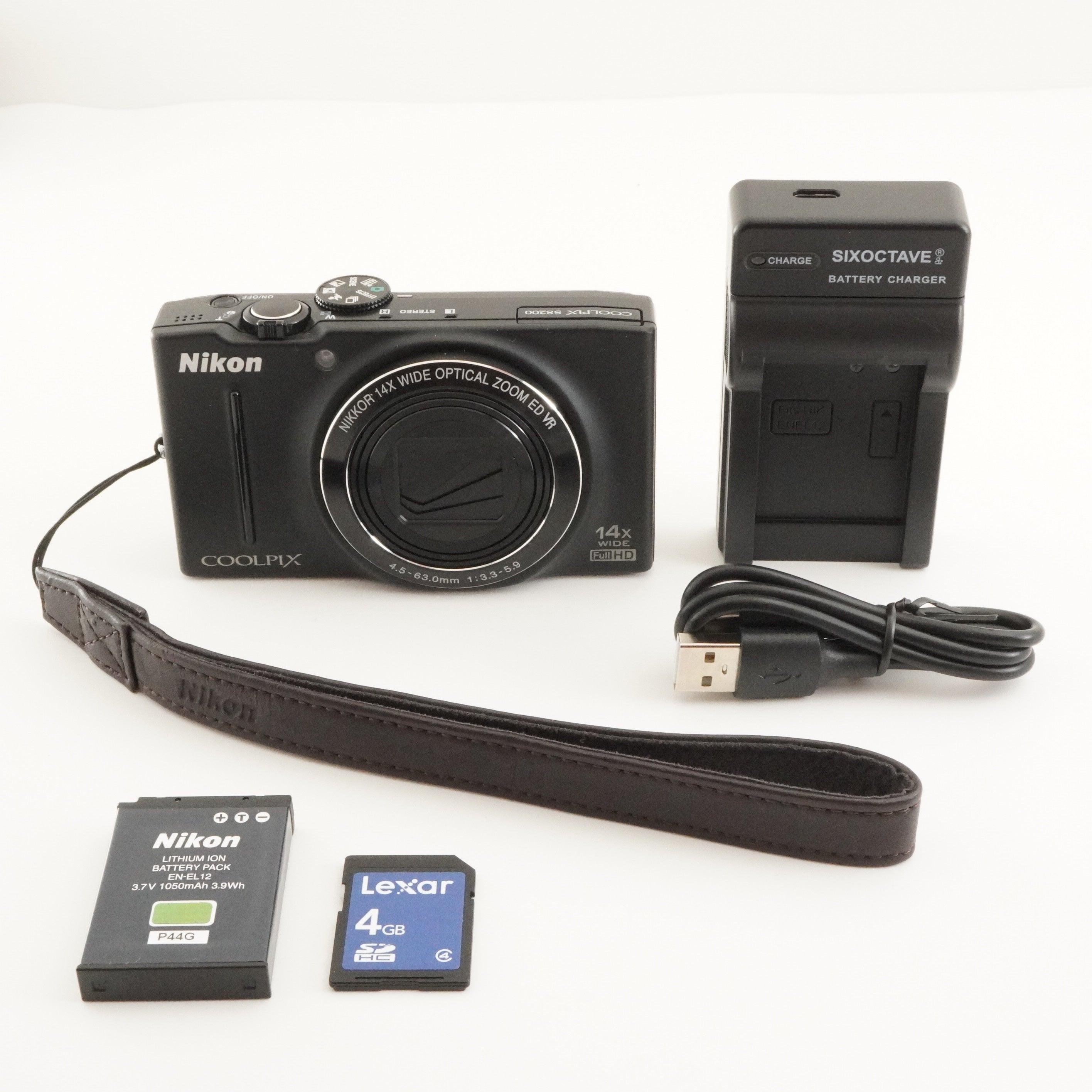Nikon COOLPIX S8200 Black With 4GB SDHC Card Digital Camera