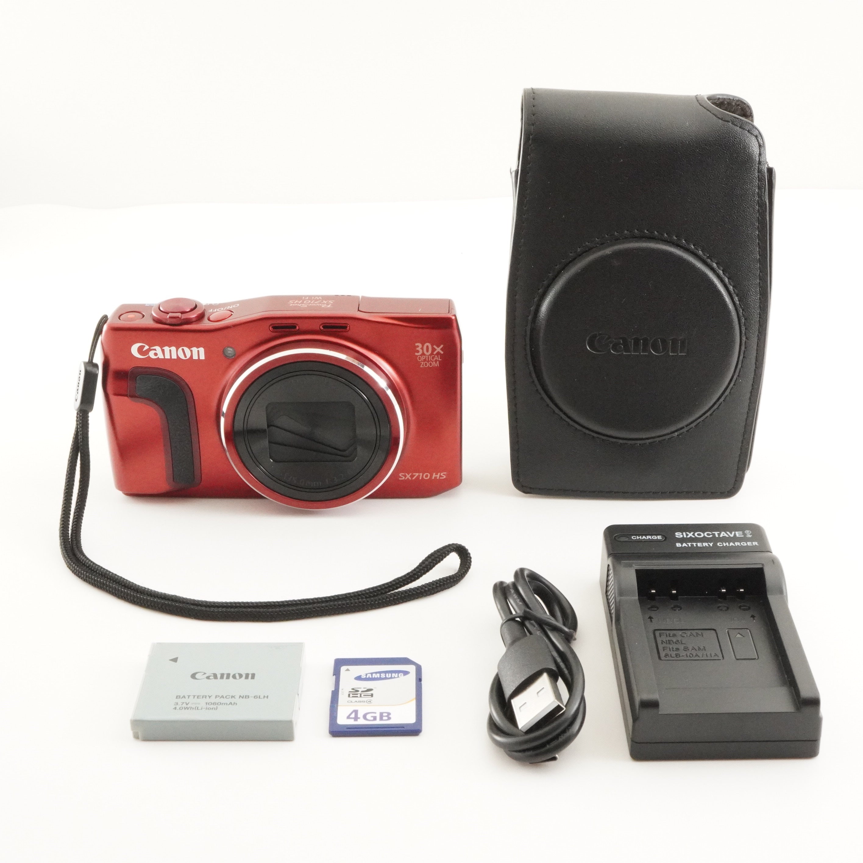 Canon PowerShot SX710 HS 本体と付属品 Canon PowerShot SX710 HS Red With Case + 4GB SDHC Card from