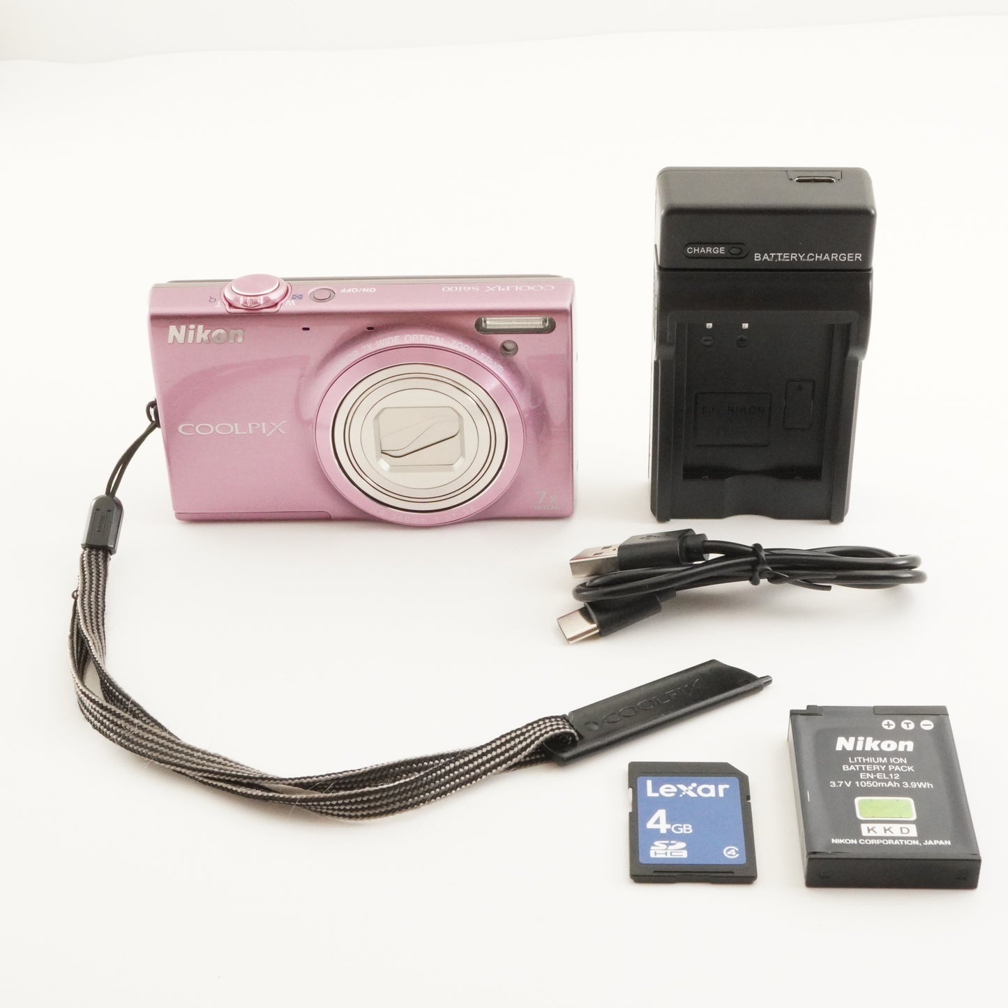 Nikon COOLPIX S6100 Pink With 4GB SDHC Card Digital Camera from Japan #7882