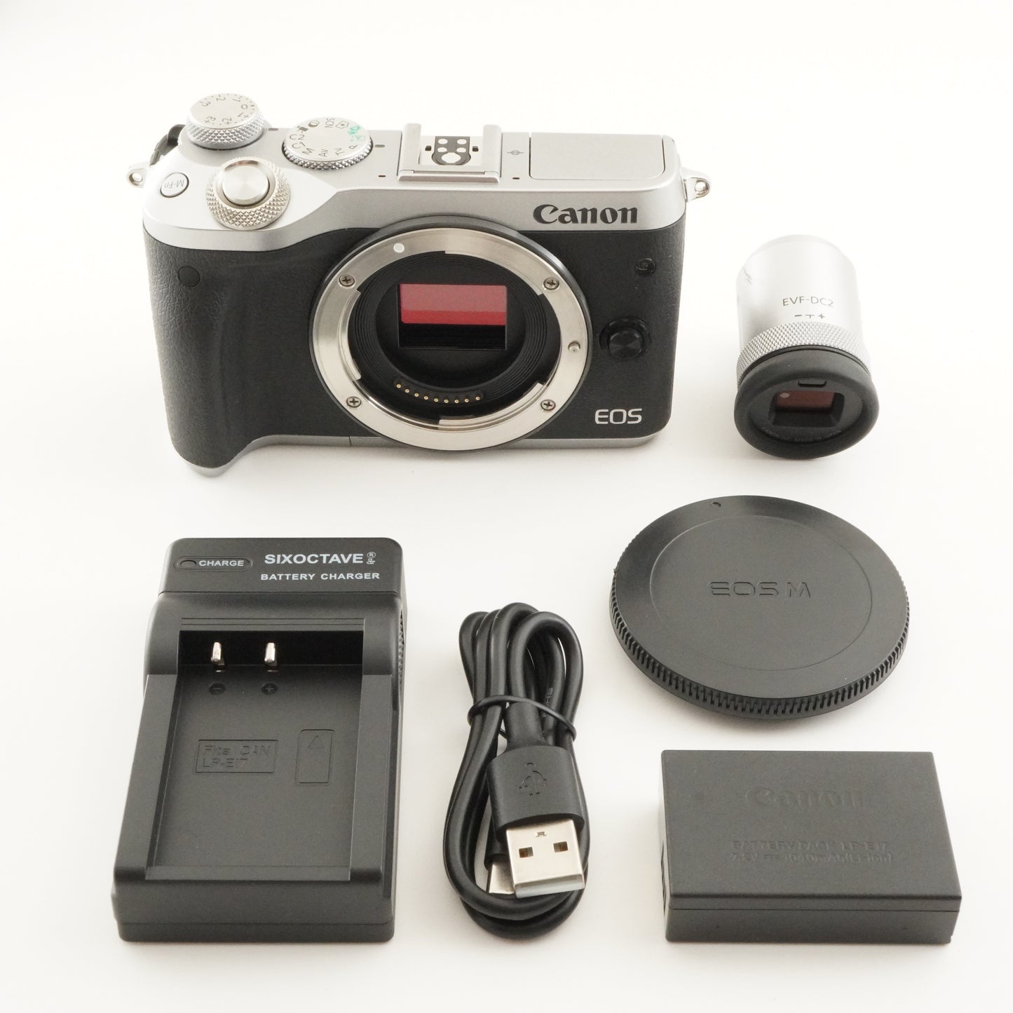 Canon EOS M6 Silver + EVF-DC2 Mirrorless Digital Camera from Japan #8028