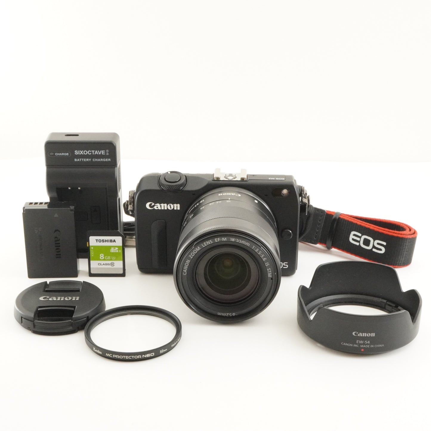 Canon EOS M2 + EF-M 18-55mm IS STM Black With 8GB SDHC Card from Japan #8115