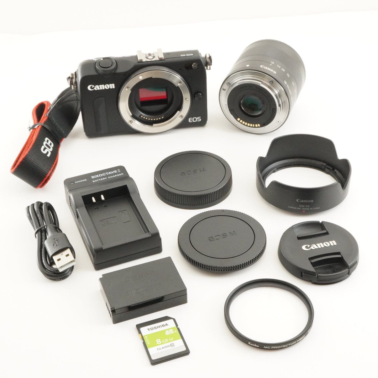 Canon EOS M2 + EF-M 18-55mm IS STM Black With 8GB SDHC Card from Japan #8115