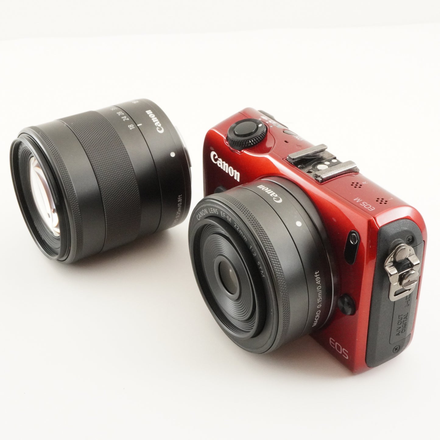 Canon EOS M Red + EF-M 22mm +18-55 +Accessories +8GB SD In Box from Japan #8170