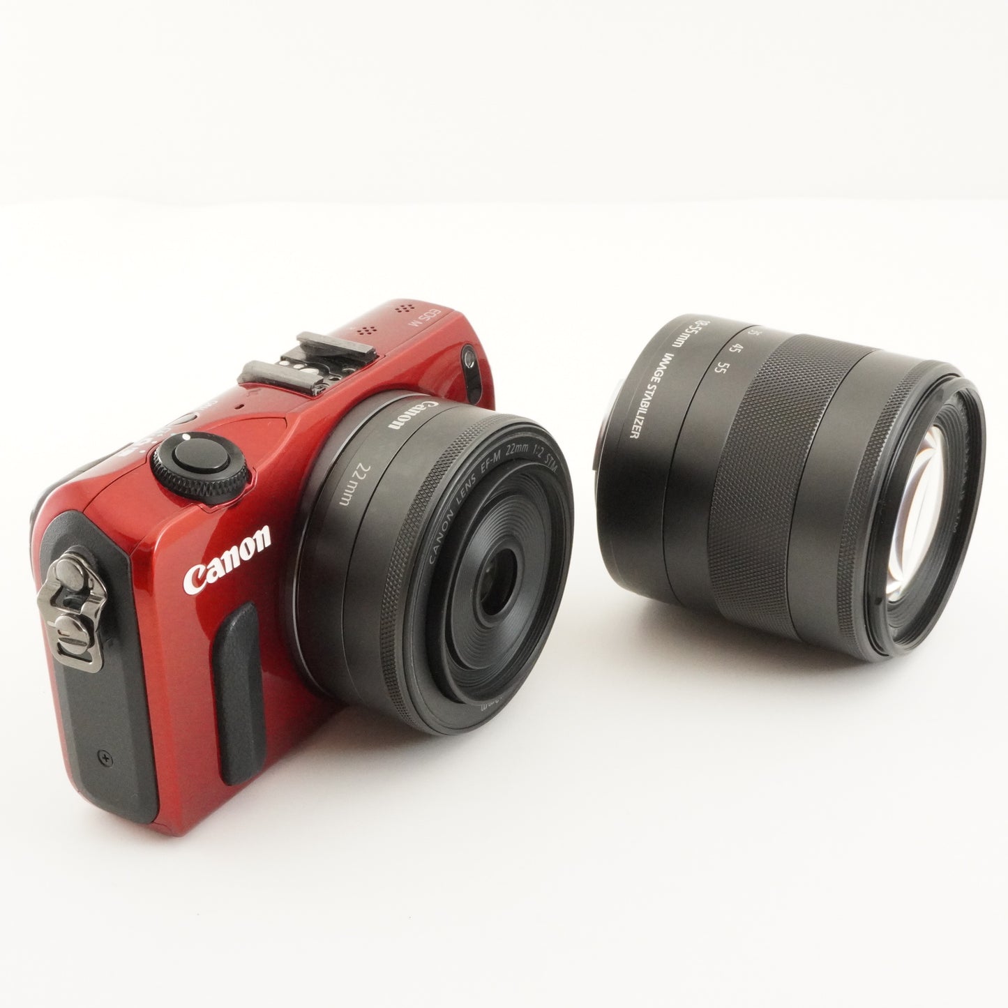 Canon EOS M Red + EF-M 22mm +18-55 +Accessories +8GB SD In Box from Japan #8170