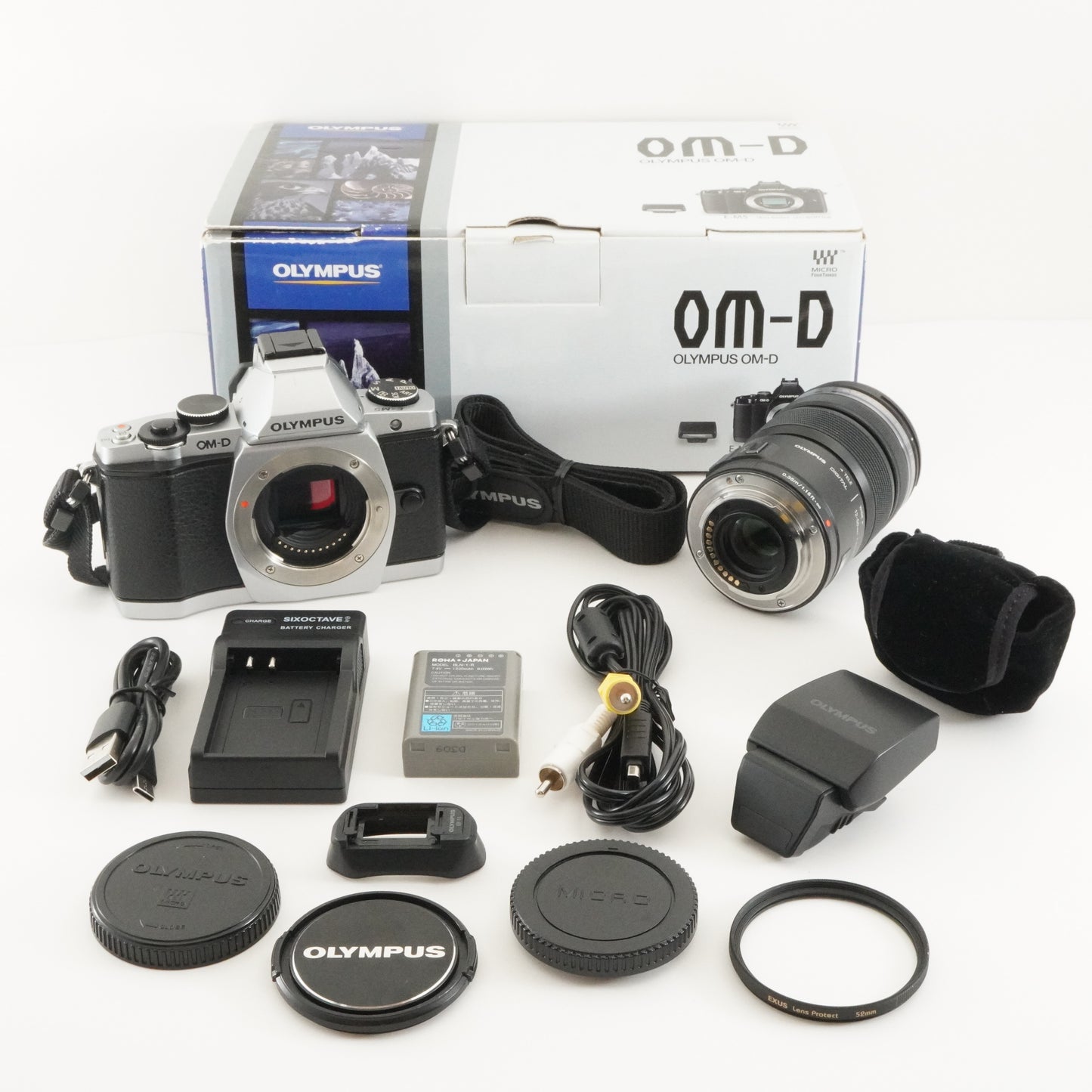 [7,078 Shots] OLYMPUS OM-D E-M5 Silver + M.ZUIKO 12-50mm In Box from Japan #8171