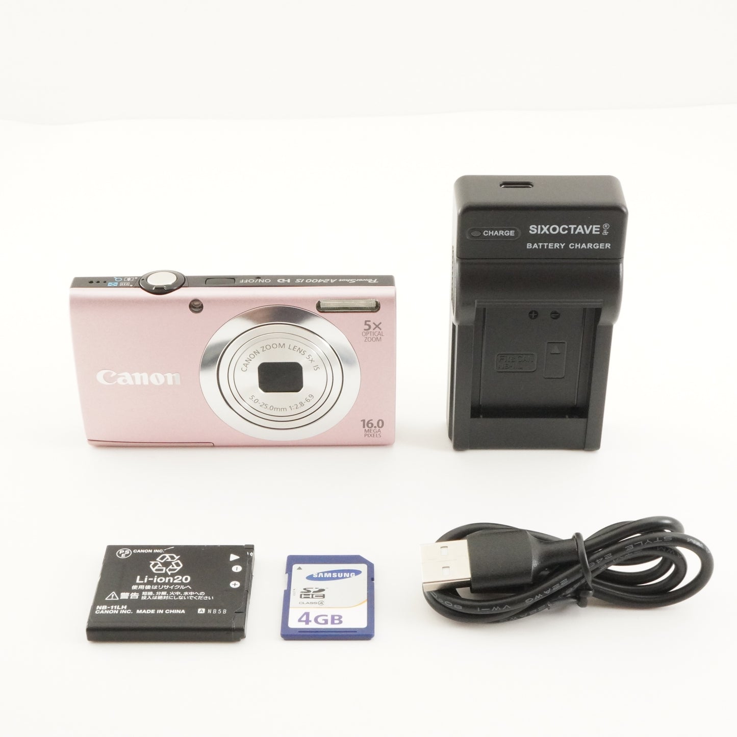 Canon PowerShot A2400 IS Pink With 4GB SDHC Card Digital Camera from Japan #8183