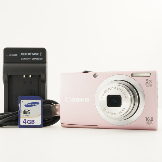 Canon PowerShot A2400 IS Pink With 4GB SDHC Card Digital Camera from Japan #8183