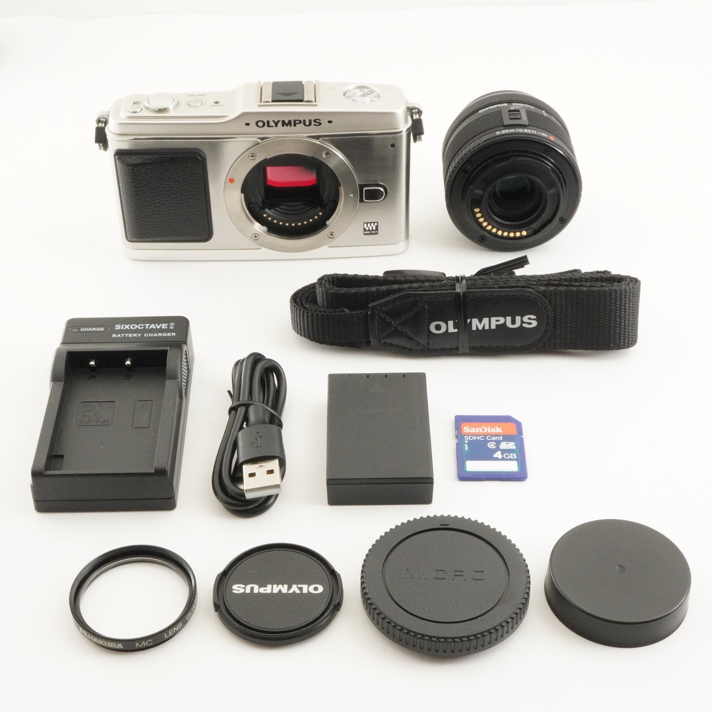 [3,863 Shots] OLYMPUS PEN E-P1 Silver + 14-42mm II R + 4GB SD from Japan #8350