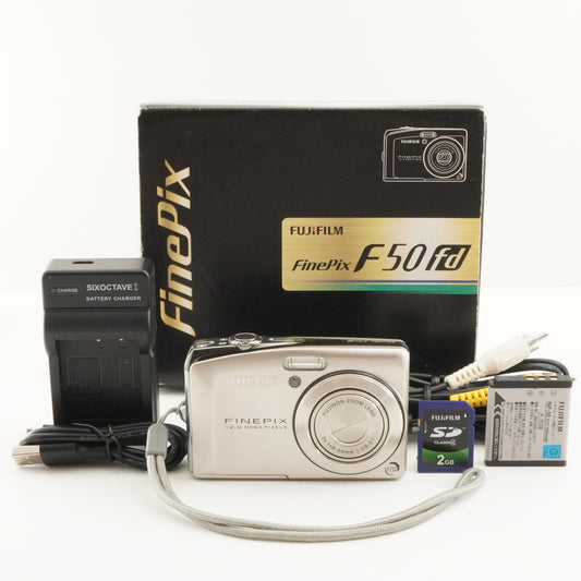 FUJIFILM FinePix F50fd Silver In Box +2GB SDCard Digital Camera from Japan #8368