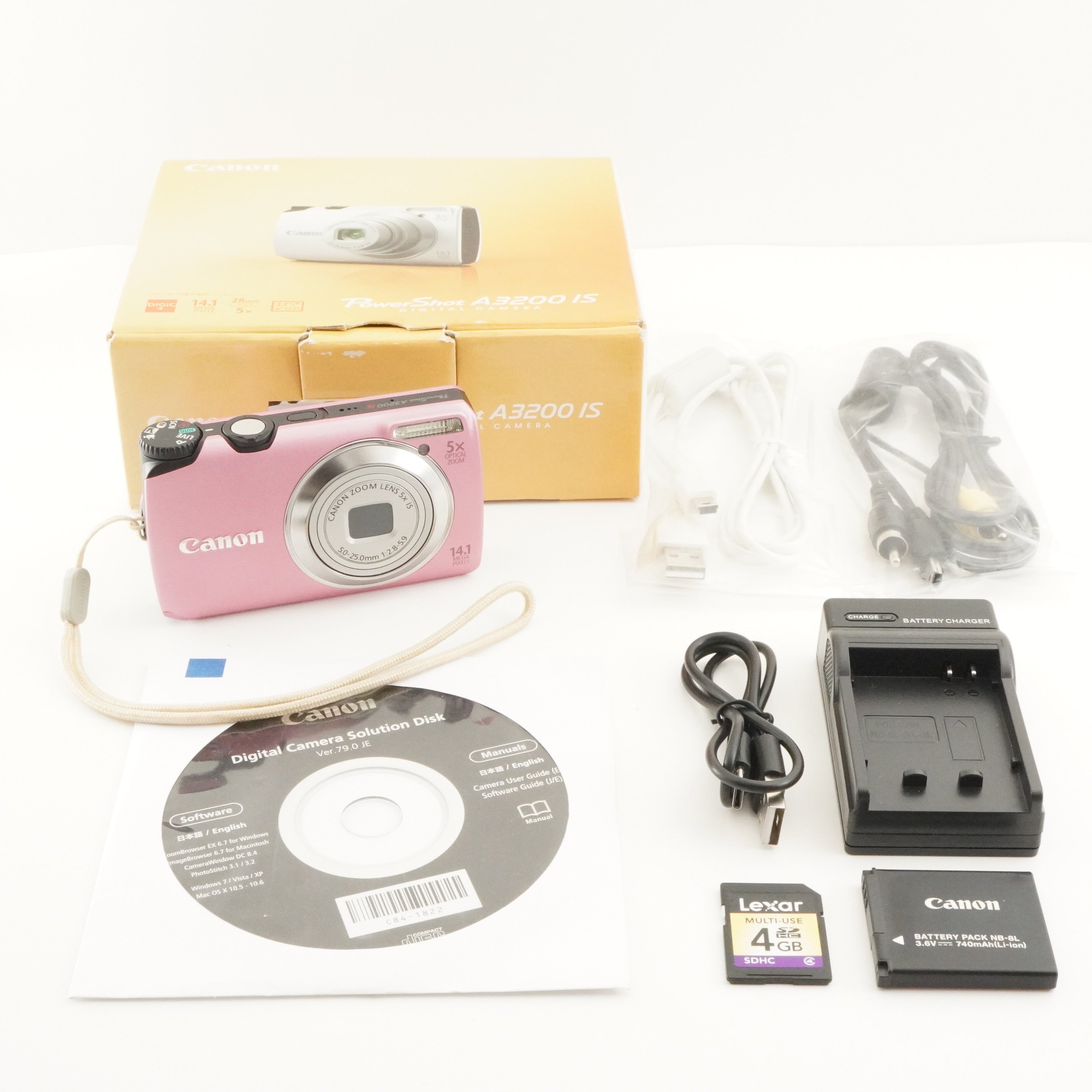 Canon PowerShot A3200 IS Pink In Box +4GB SDCard Digital Camera
