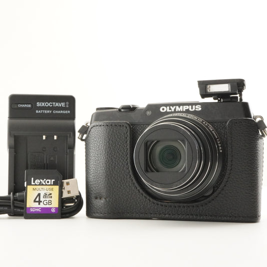 OLYMPUS STYLUS SH-2 Black With 4GB SDHC Card Digital Camera from Japan #8410