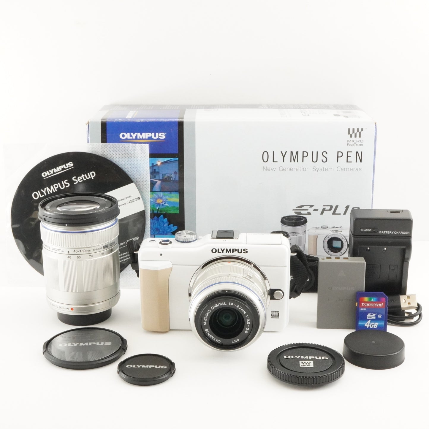 [396 Shots] OLYMPUS PEN E-PL1S White +14-42+40-150 In Box+4GBSD from Japan #8422