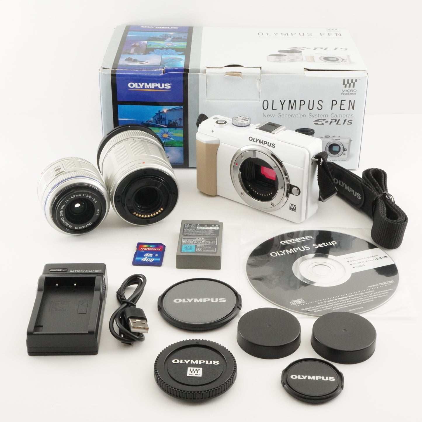 [396 Shots] OLYMPUS PEN E-PL1S White +14-42+40-150 In Box+4GBSD from Japan #8422