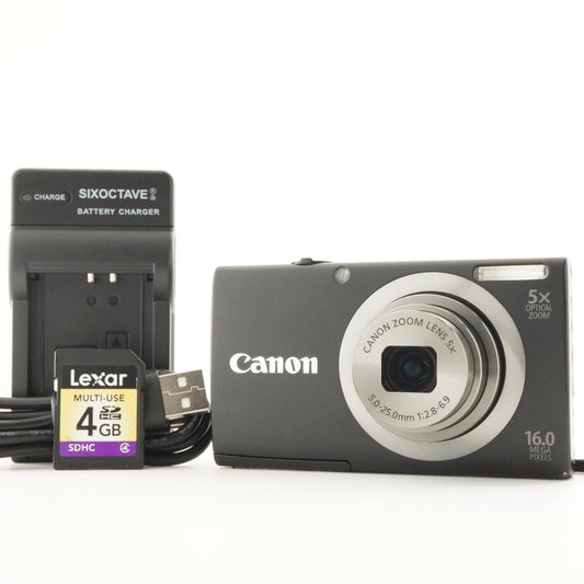 Canon PowerShot A2300 Black With 4GB SDHC Card Digital Camera from Japan #8431