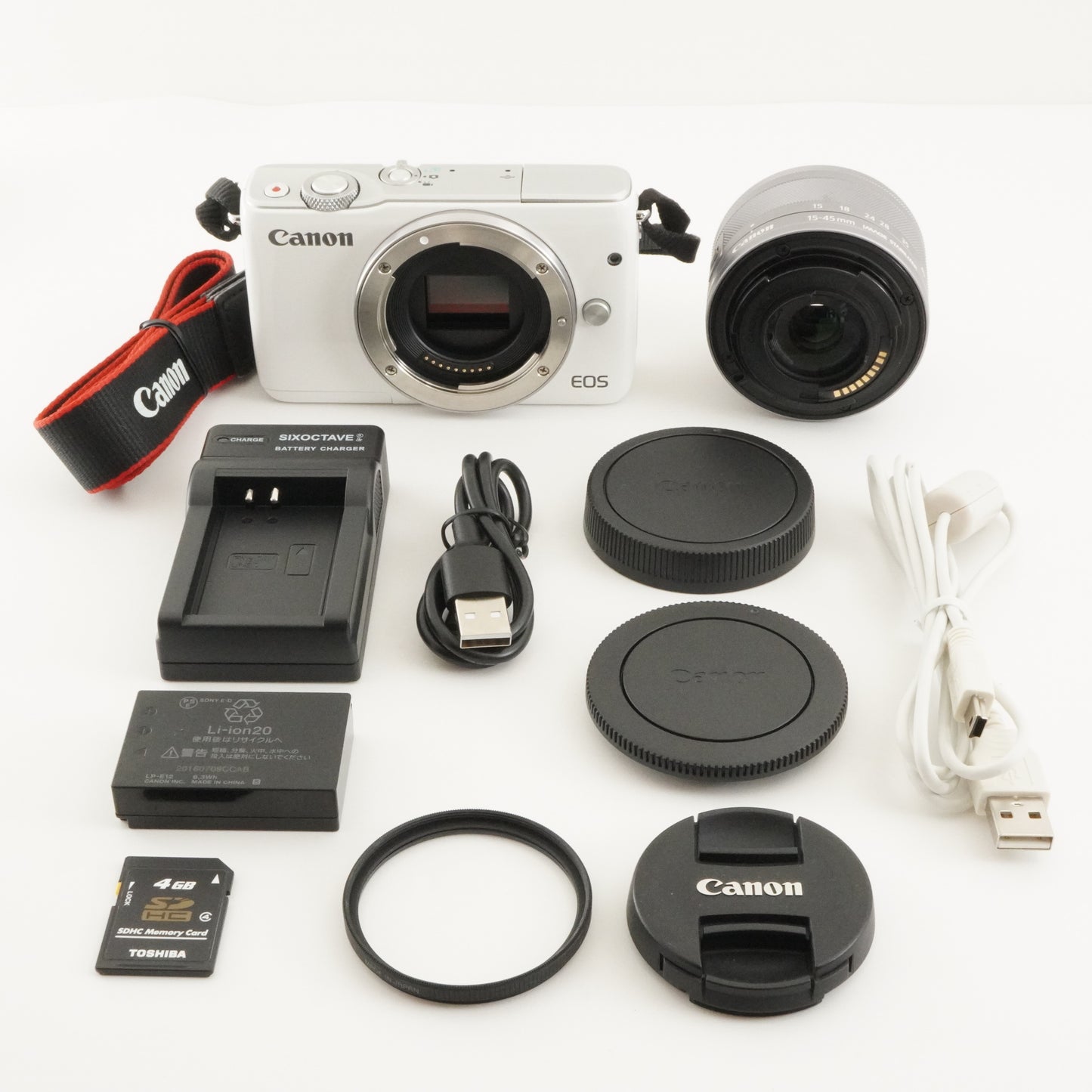 Canon EOS M10 White +EF-M 15-45mm F3.5-6.3 IS STM +4GB SDHCCard from Japan #8545