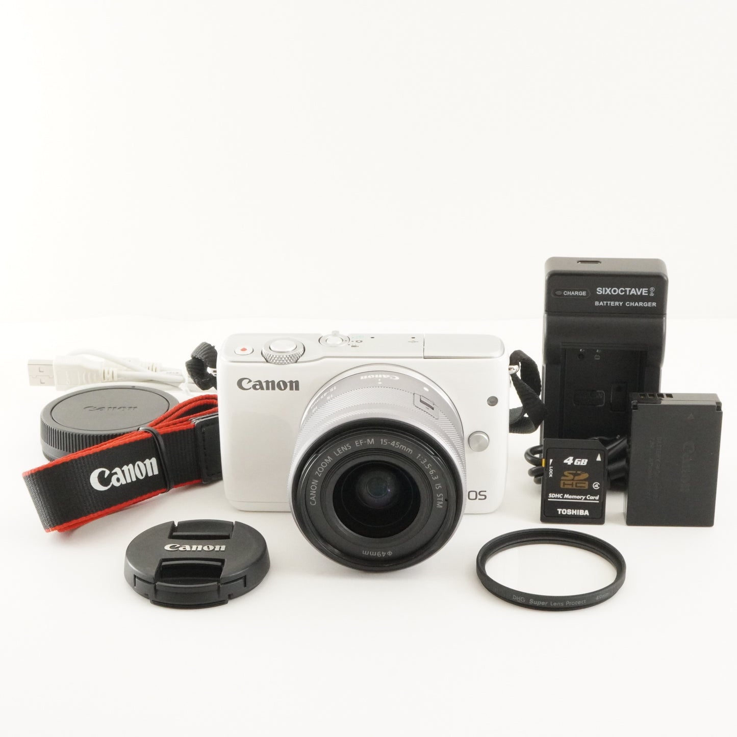 Canon EOS M10 White +EF-M 15-45mm F3.5-6.3 IS STM +4GB SDHCCard from Japan #8545