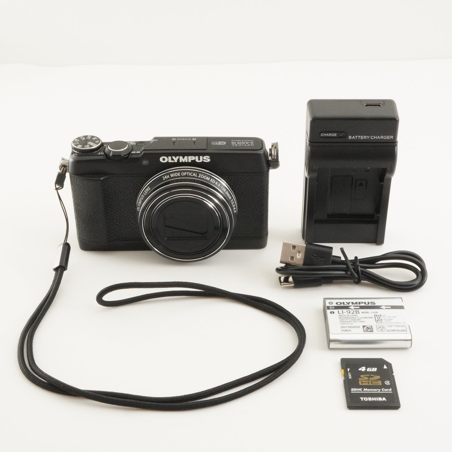 OLYMPUS STYLUS SH-3 Black With 4GB SDHC Card Digital Camera from Japan #8557