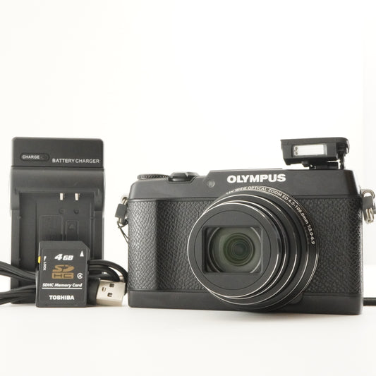 OLYMPUS STYLUS SH-3 Black With 4GB SDHC Card Digital Camera from Japan #8557
