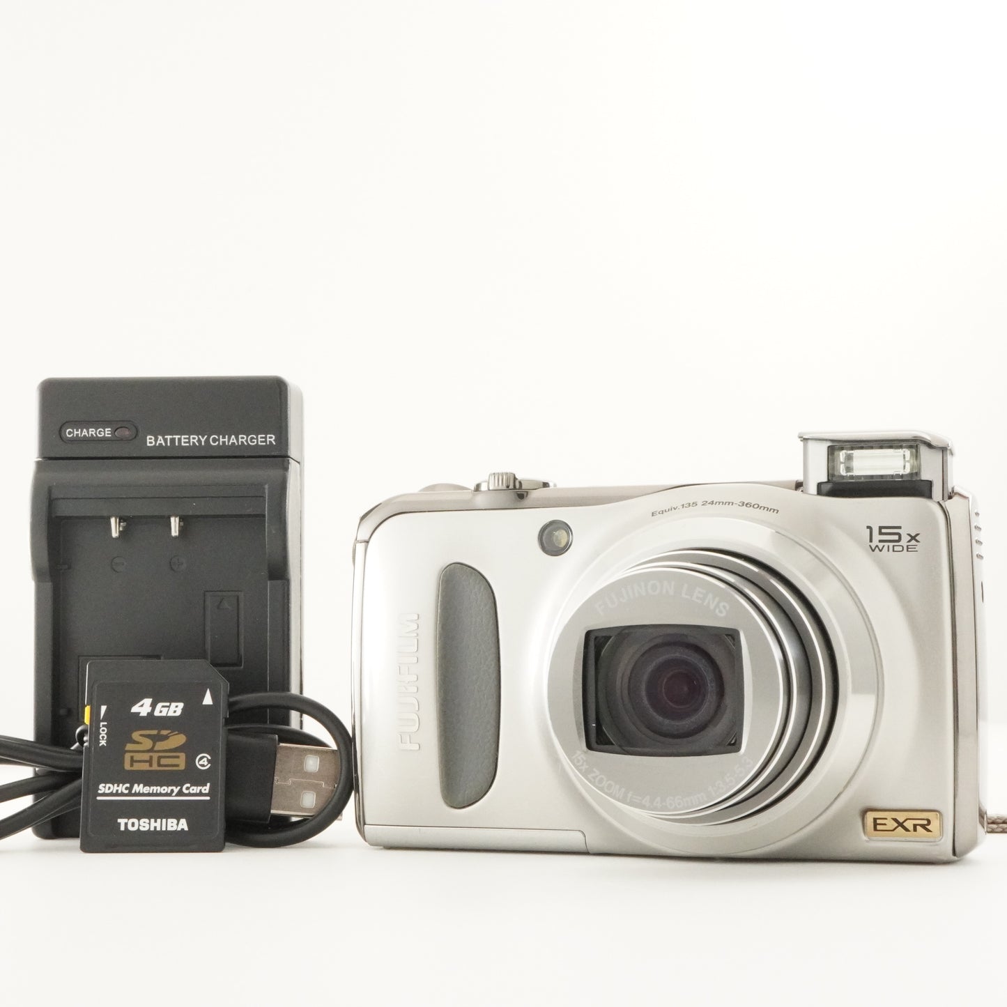 FUJIFILM FinePix F300 EXR Silver + 4GB SDHC Card Digital Camera from Japan #8560