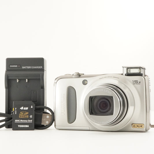 FUJIFILM FinePix F300 EXR Silver + 4GB SDHC Card Digital Camera from Japan #8560