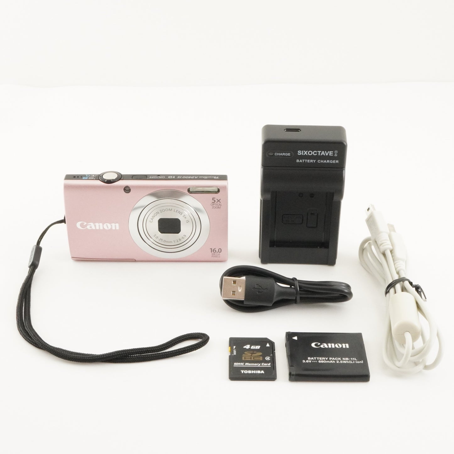 Canon PowerShot A2400 IS Pink With 4GB SDHC Card Digital Camera from Japan #8570