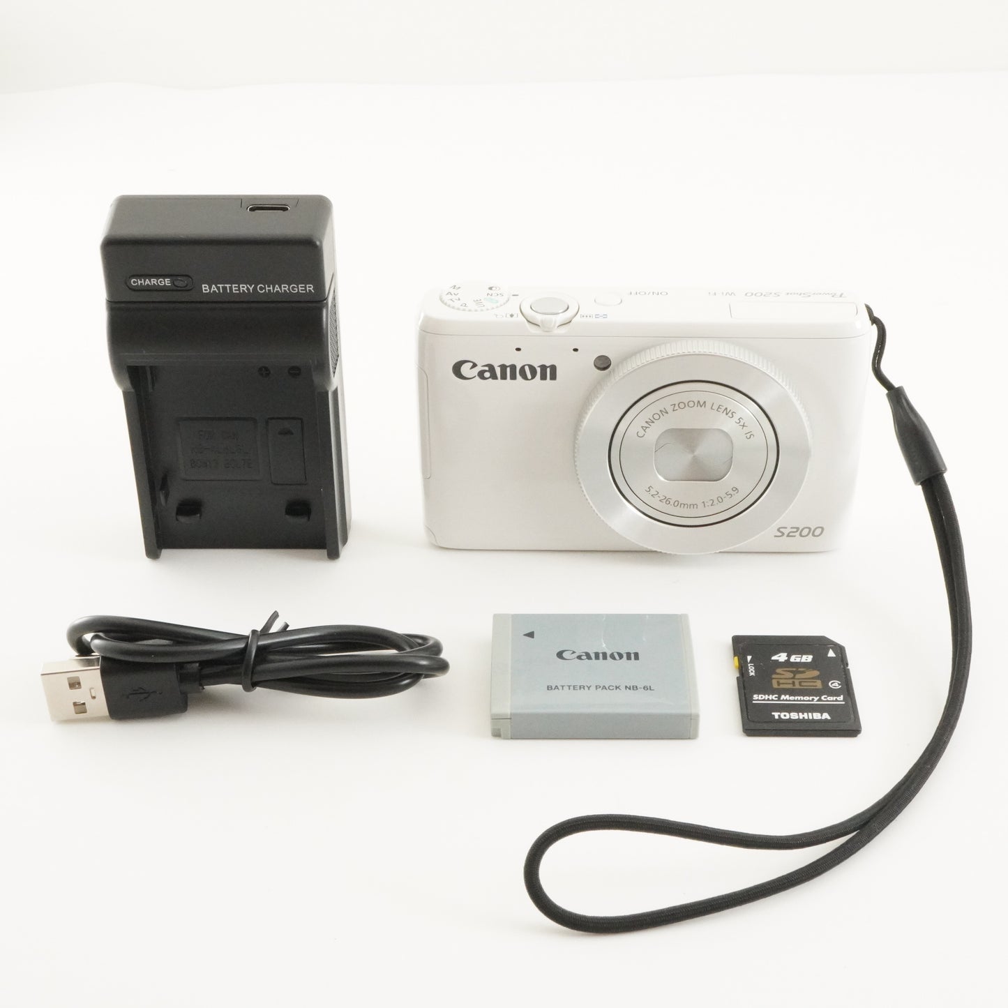 Canon PowerShot S200 White With 4GB SDHC Card Digital Camera from Japan #8571