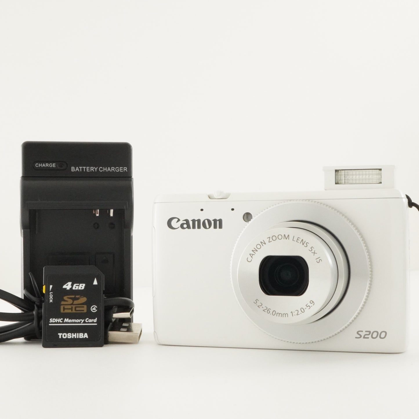 Canon PowerShot S200 White With 4GB SDHC Card Digital Camera from Japan #8571